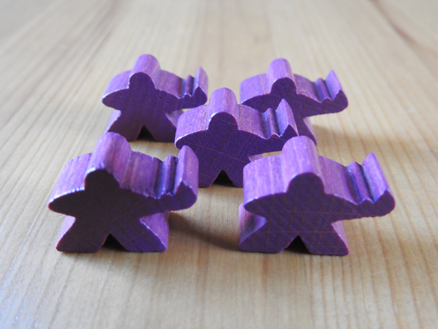 Mists Over Carcassone - 5 Wooden Guardian Meeples Set | Purple | Accessory - Green Zink Games