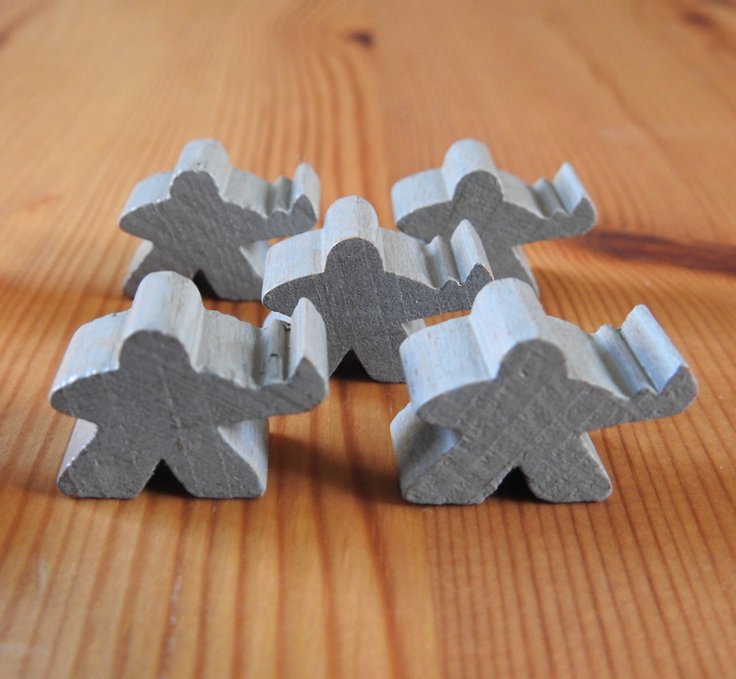 Mists Over Carcassone - 5 Wooden Guardian Meeples Set | Grey | Accessory - Green Zink Games