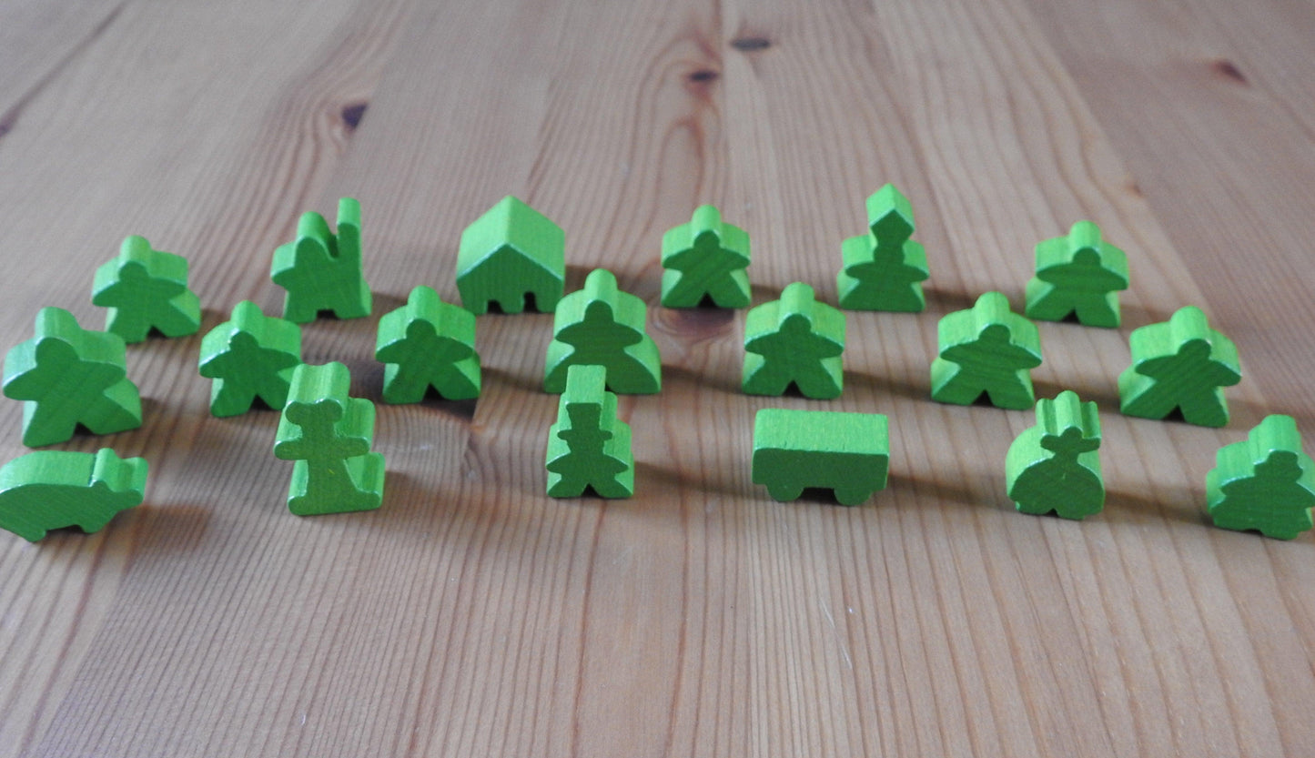 Carcassonne - 19 Wooden Meeples Complete Set | Accessory - Green Zink Games