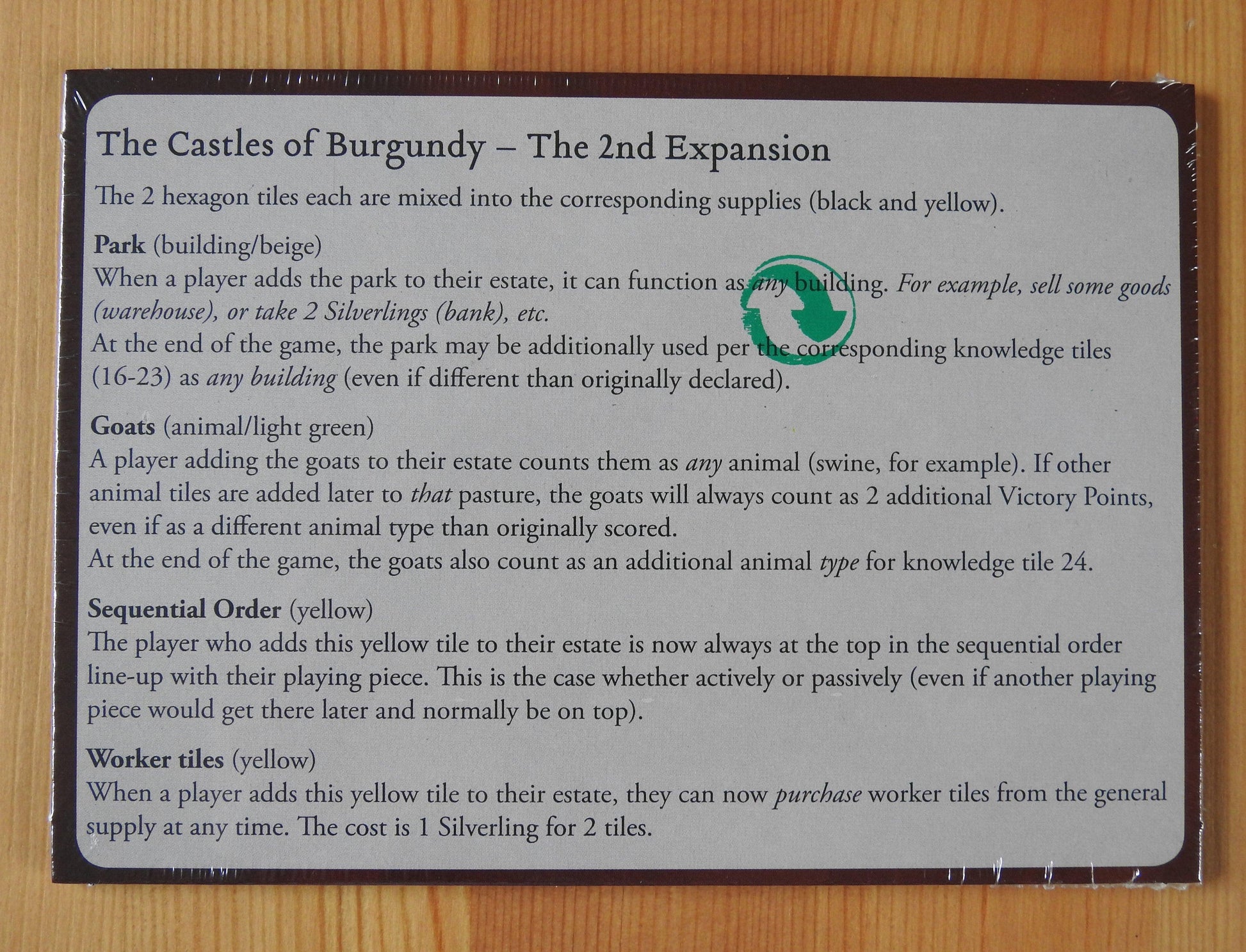 Castles of Burgundy - New Hex Tiles | 2nd Expansion - Green Zink Games