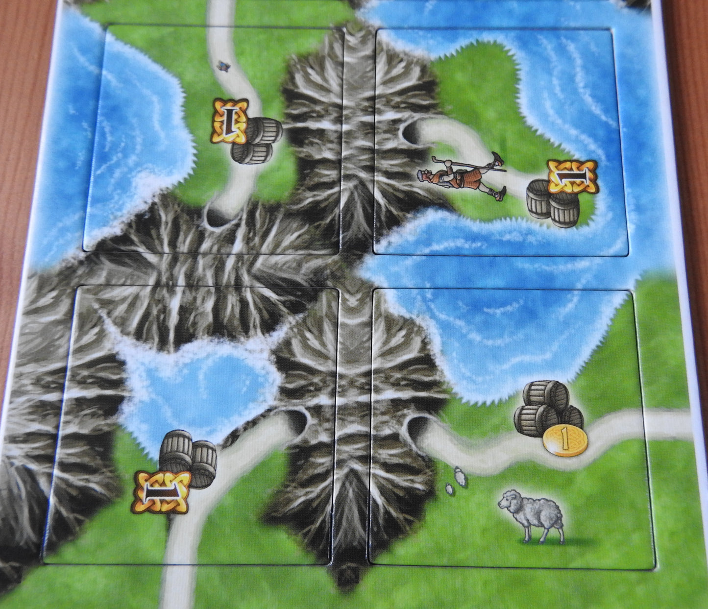 Close-up view of some of the tiles, showing tunnels going through mountains, with lochs inbetween.