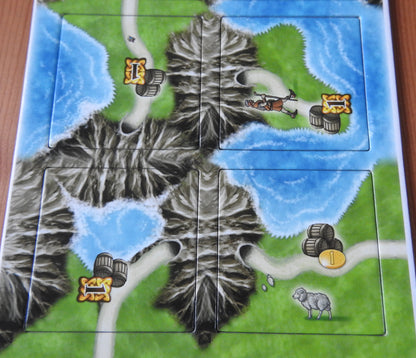 Close-up view of some of the tiles, showing tunnels going through mountains, with lochs inbetween.
