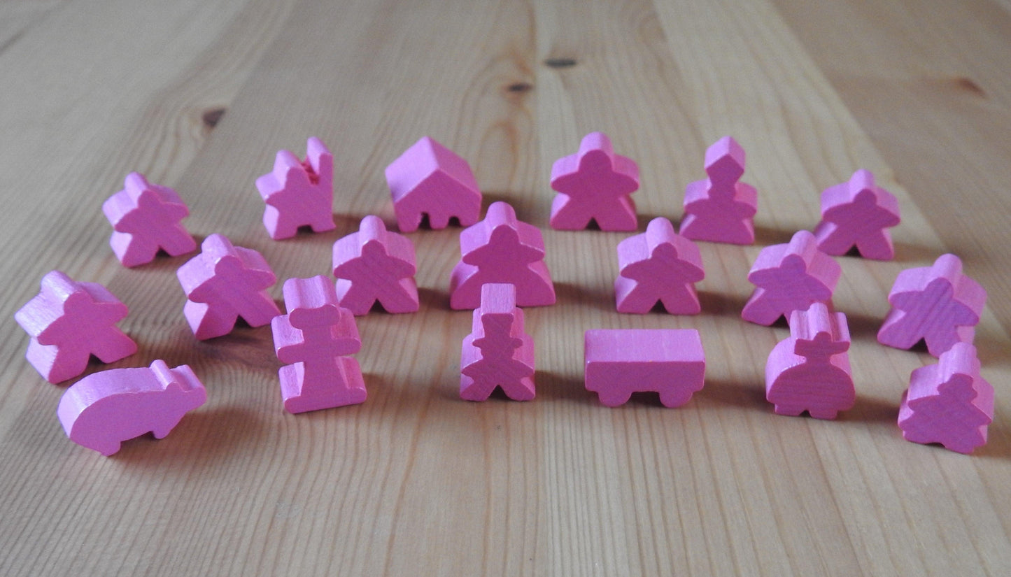 Carcassonne - 19 Wooden Meeples Complete Set | Accessory - Green Zink Games
