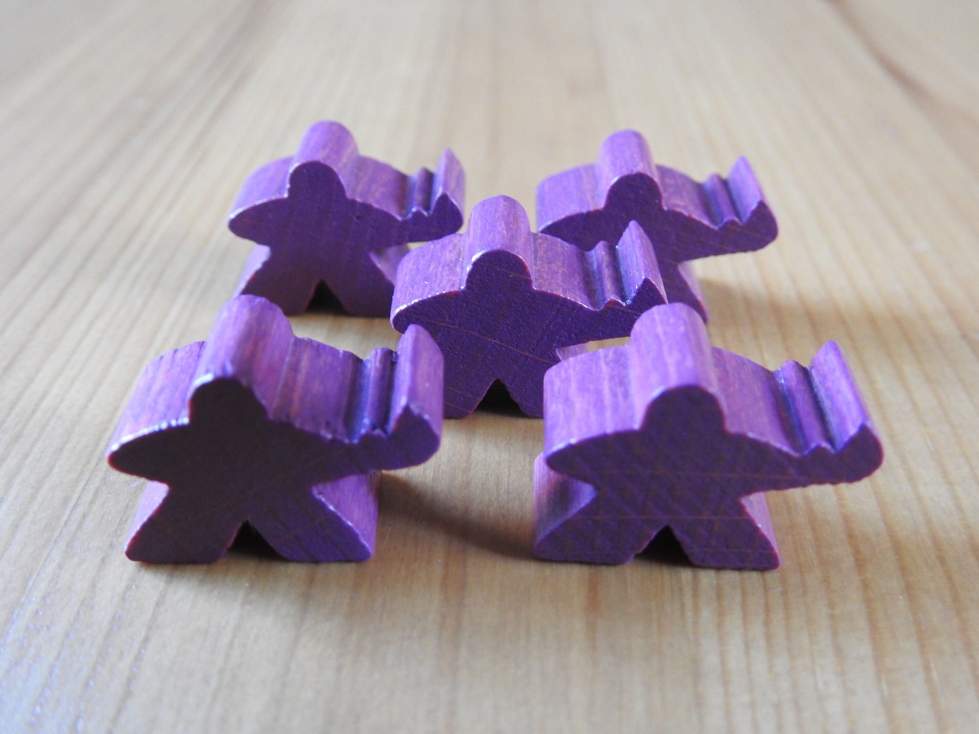 Mists Over Carcassone - 5 Wooden Guardian Meeples Set | Purple | Accessory - Green Zink Games
