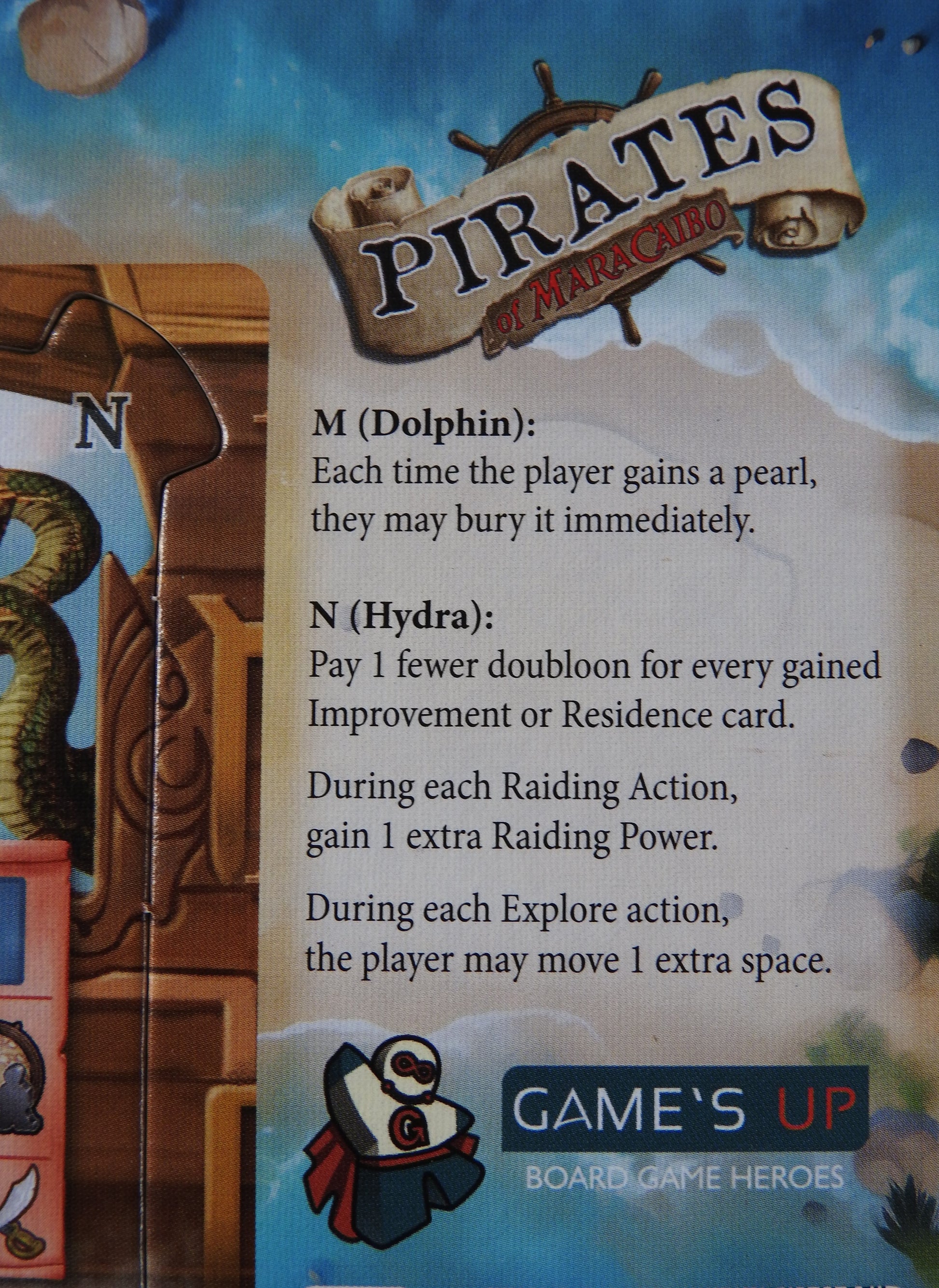 Close-up of the English rules for this Pirates of Maracaibo New Figureheads mini expansion.