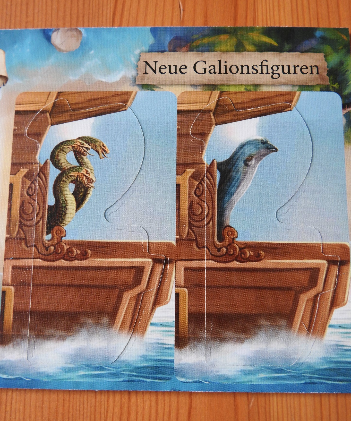 Close-up of the German side of the New Figureheads mini expansion for Pirates of Maracaibo.