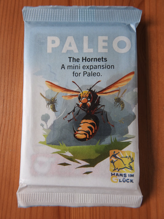 View of the packet of seal cards that forms this Paleo Hornets mini expansion.