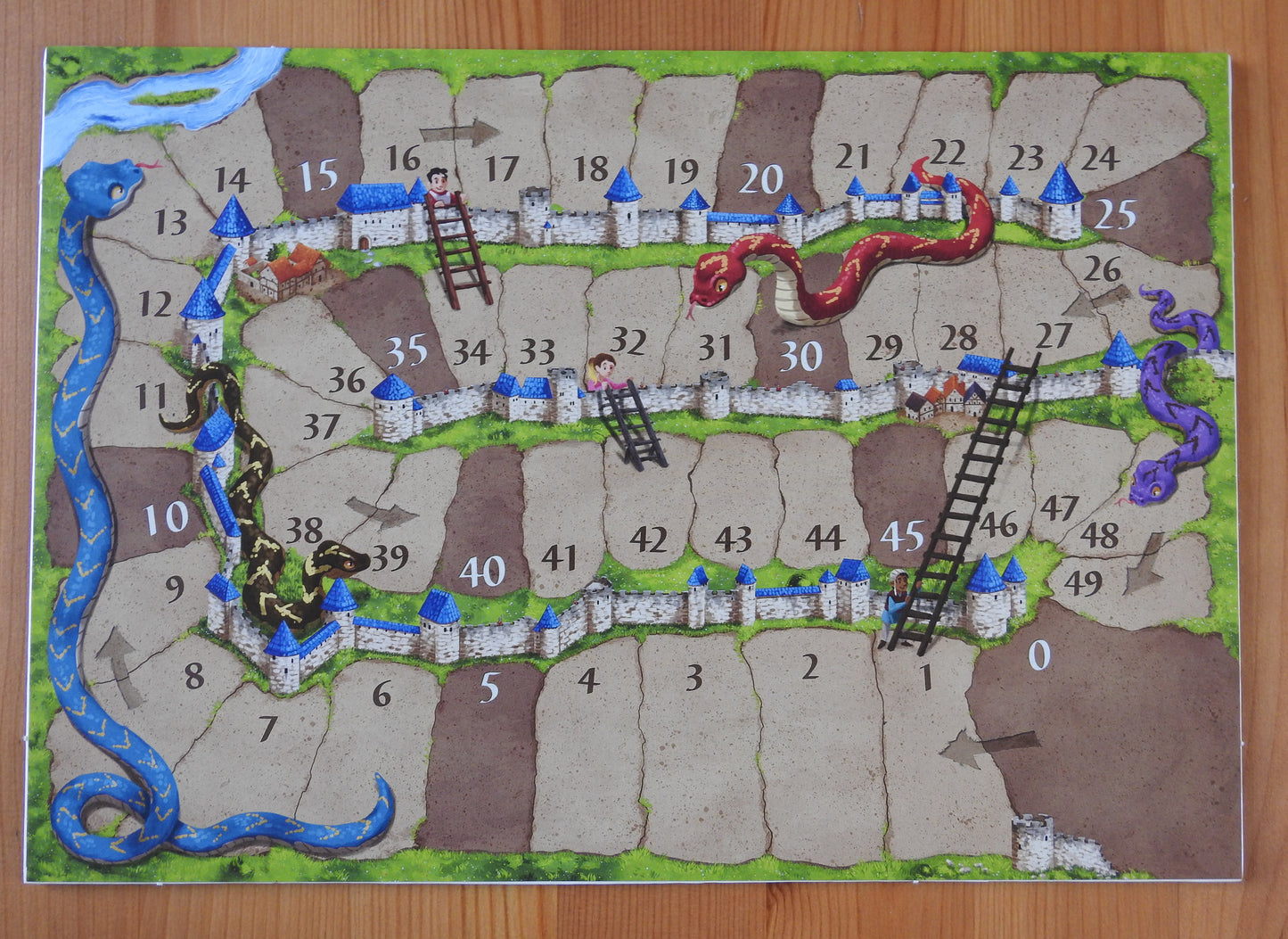 View of the Snakes & Ladders Scoreboard mini expansion and accessory for Carcassonne.