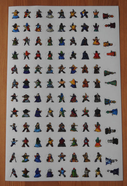 Top view showing the entire sticker sheet containing 108 stickers.