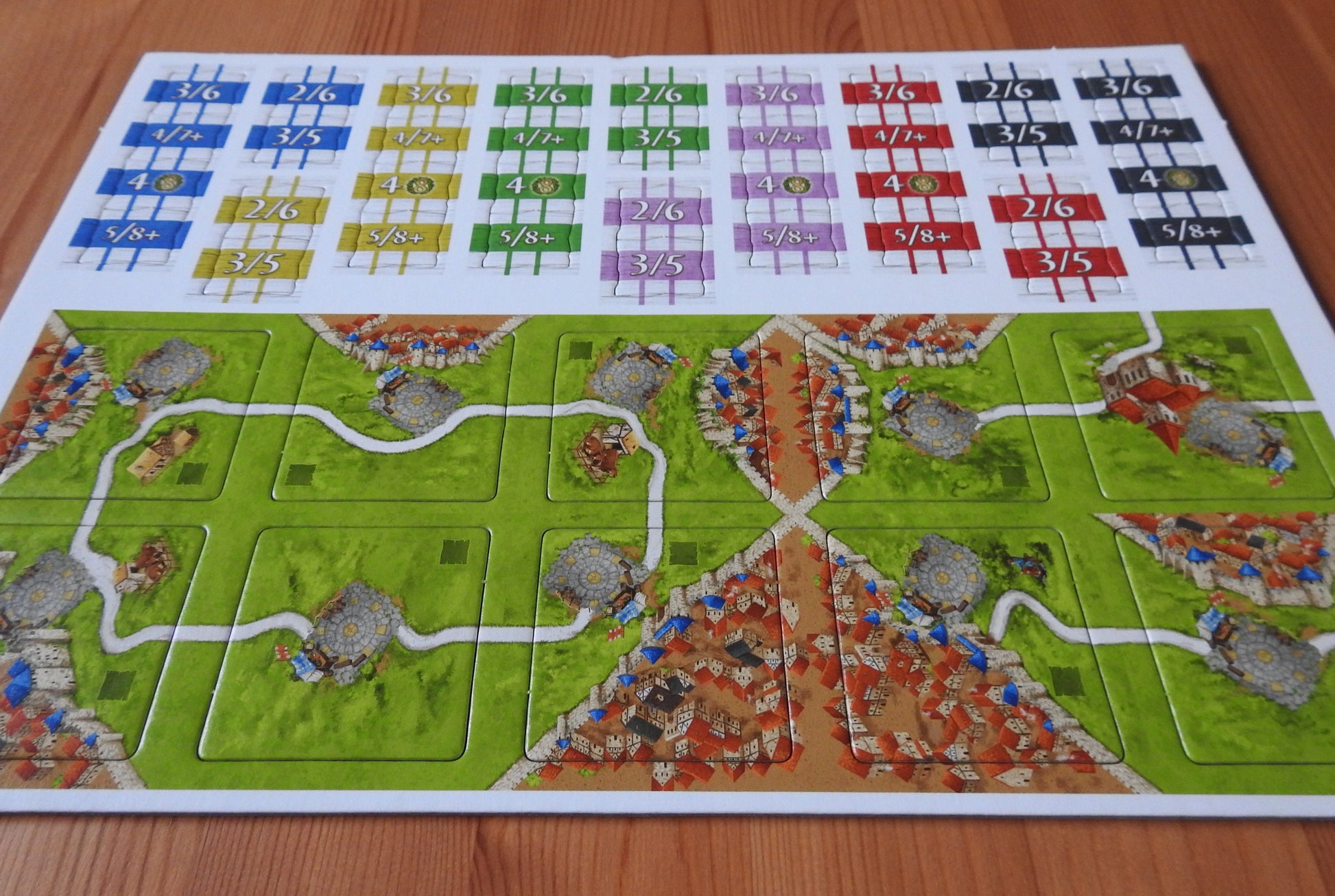 Another angle showing the entire Carcassonne Bets mini expansion.