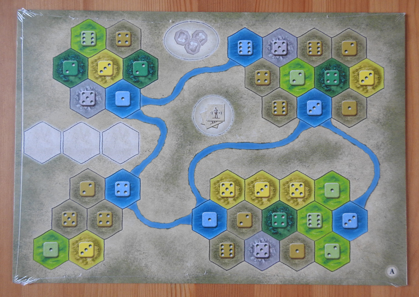 Top view showing Board A of the Solo Game expansion for Castles of Burgundy.