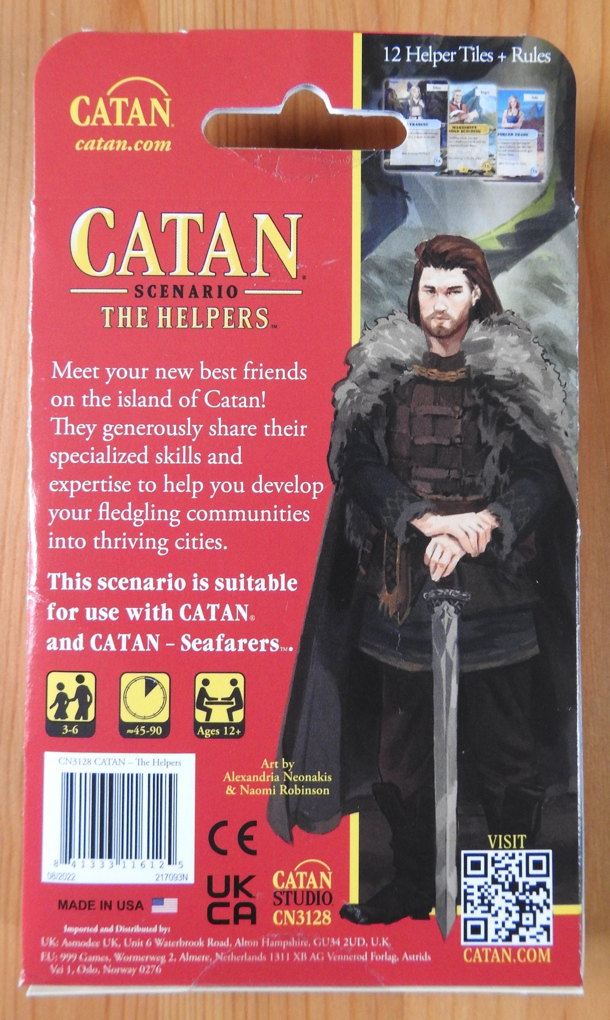View of the back of the Catan Scenarios Helpers mini expansion.