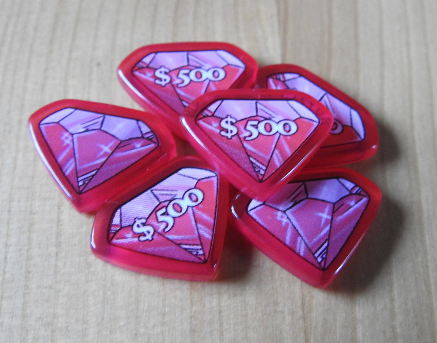 Close-up view of the 6 gems that are included.