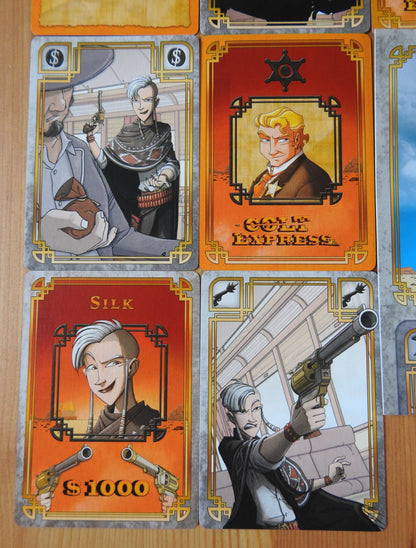 Another view of the excellent artwork featured on the cards for the Colt Express Silk Bandit mini expansion.