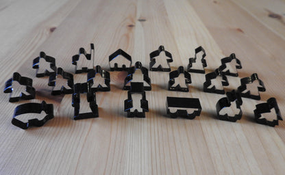 Carcassonne - 19 Crystal Meeples Complete Set | Accessory - Green Zink Games