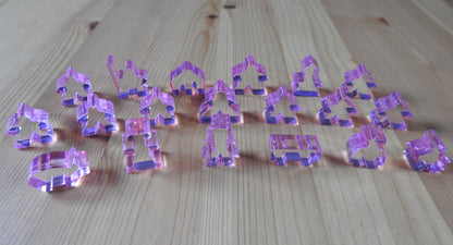 Carcassonne - 19 Crystal Meeples Complete Set | Accessory - Green Zink Games