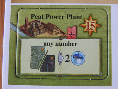 Close-up of the Peat Power Plant building tile for the Fields of Arle Advent Calendar Promo mini expansion.