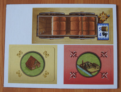 A view of the back of all the tiles included for the Fields of Arle Advent Calendar Promo mini expansion.