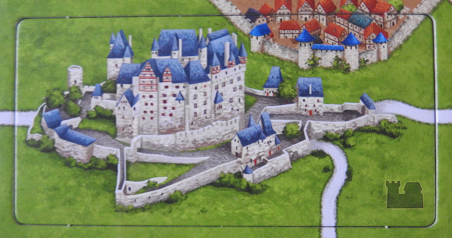 Close-up view of one more lovely castle tile in this Carcassonne German Castles mini expansion.
