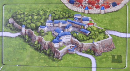 Close-up view of the final castle tile in this Carcassonne German Castles mini expansion.