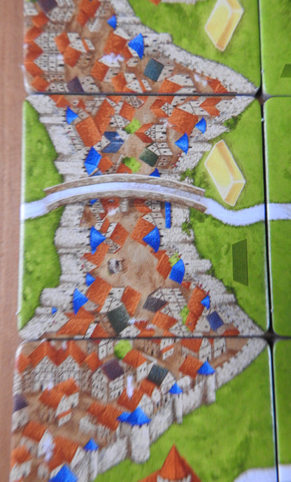 A close-up view of some more of the tiles with this Carcassonne Gold Mines expansion.