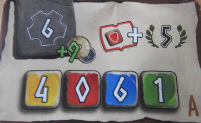 Close-up view of the 'A' start card, with number and victory point symbols.