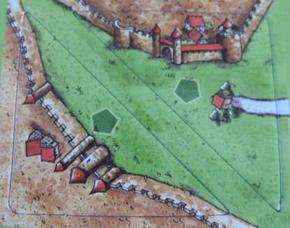 Close-up view of 2 of the half tiles showing city walls and a road.
