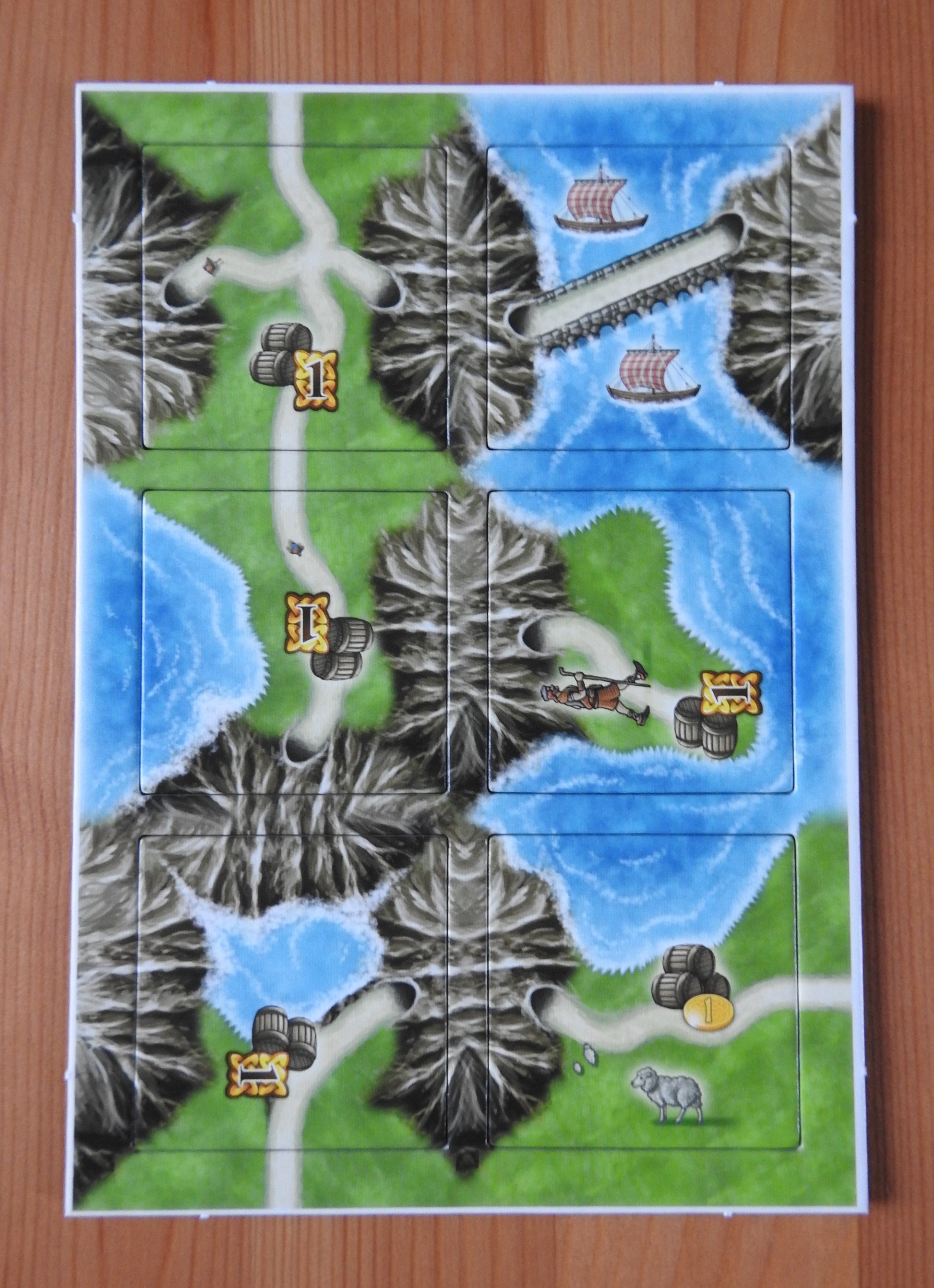 View showing all 6 of the tiles that are included in the Tunnel Tiles mini expansion for Isle of Skye.