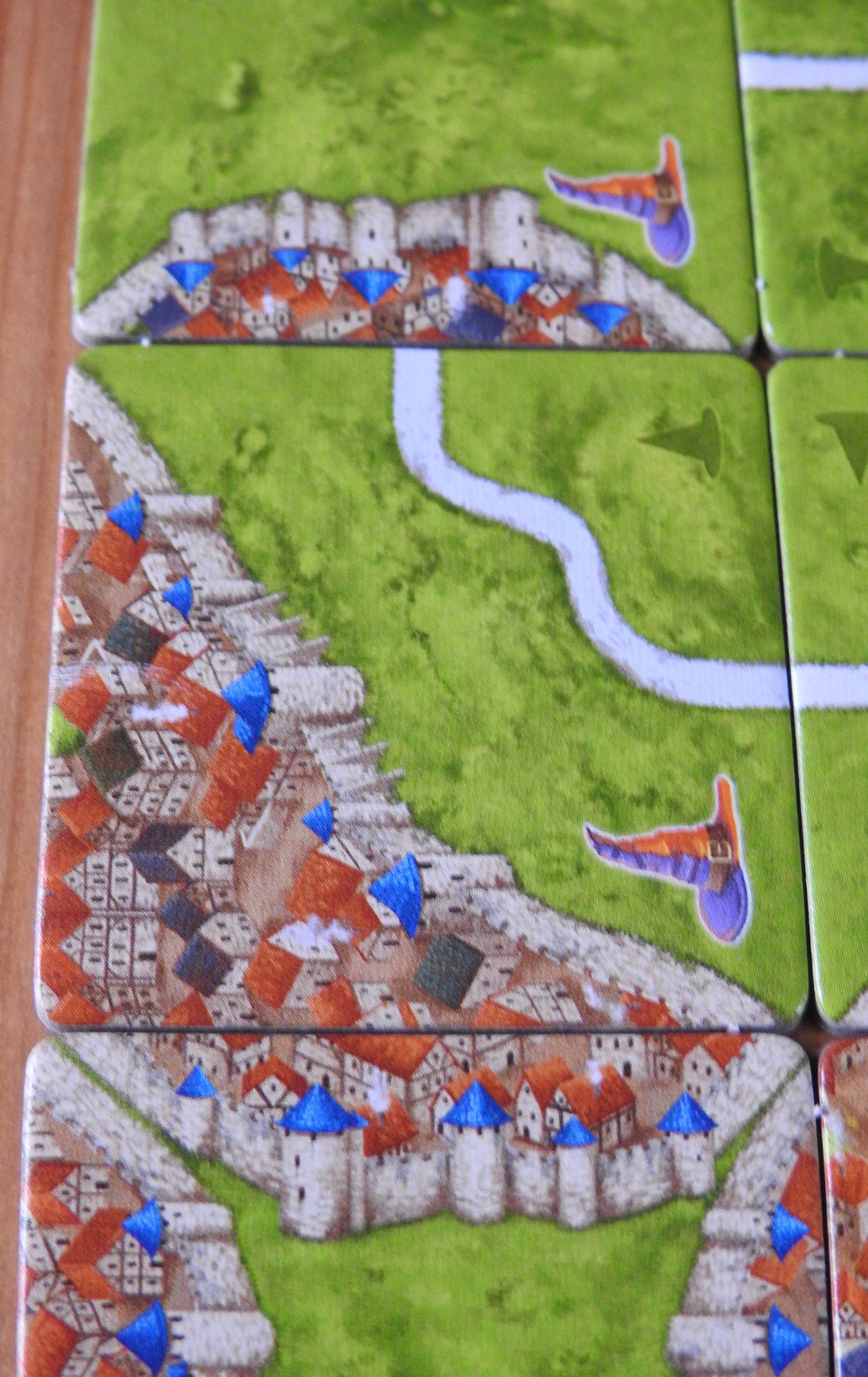 A last close-up view of some of the included landscape tiles in this Carcassonne Mage & Witch expansion.