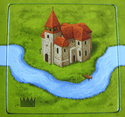 Close-up of the monastery tile located next to a lovely stretch of the river.