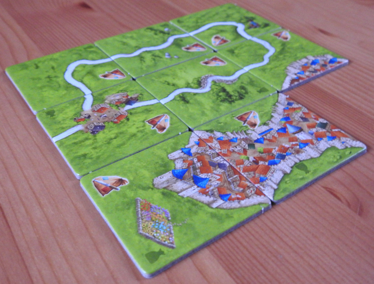 Another view showing just the 8 included landscape tiles in this Carcassonne Robbers expansion.