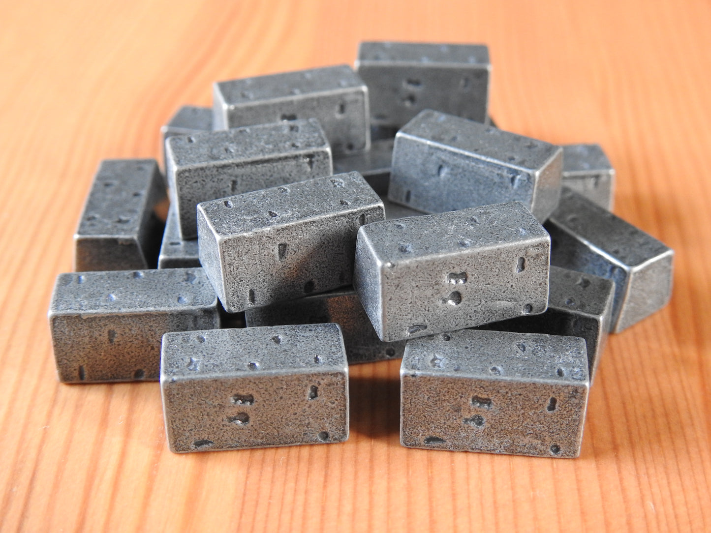 Close-up view of the metal ingots, which are made from metal.