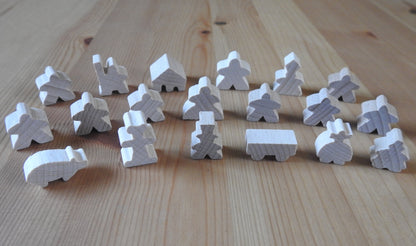 Carcassonne - 19 Wooden Meeples Complete Set | Accessory
